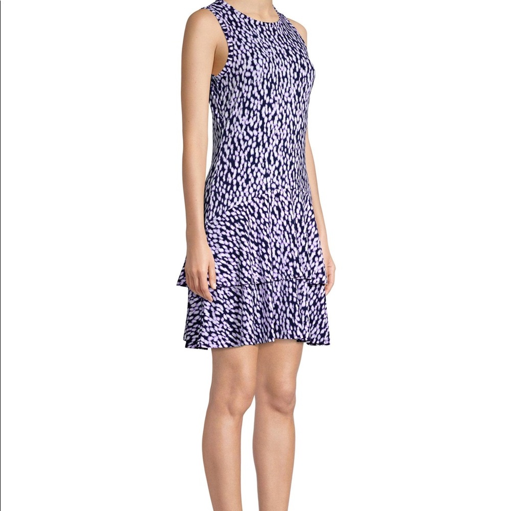 MICHAEL KORS- Ikat Sleeveless Flounce Dress